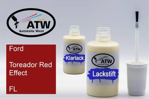 Ford, Toreador Red Effect, FL: 20ml Lackstift + 20ml Klarlack - Set, von ATW Autoteile West.